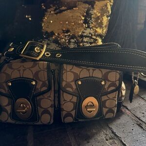 Coach Tan and Black Crossbody Bag